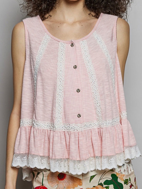 POL Tops - 🎉 Pol “ Phuket 2 “ POL SLEEVELESS RIBBED TANK TOP WITH LACE DETAIL 43